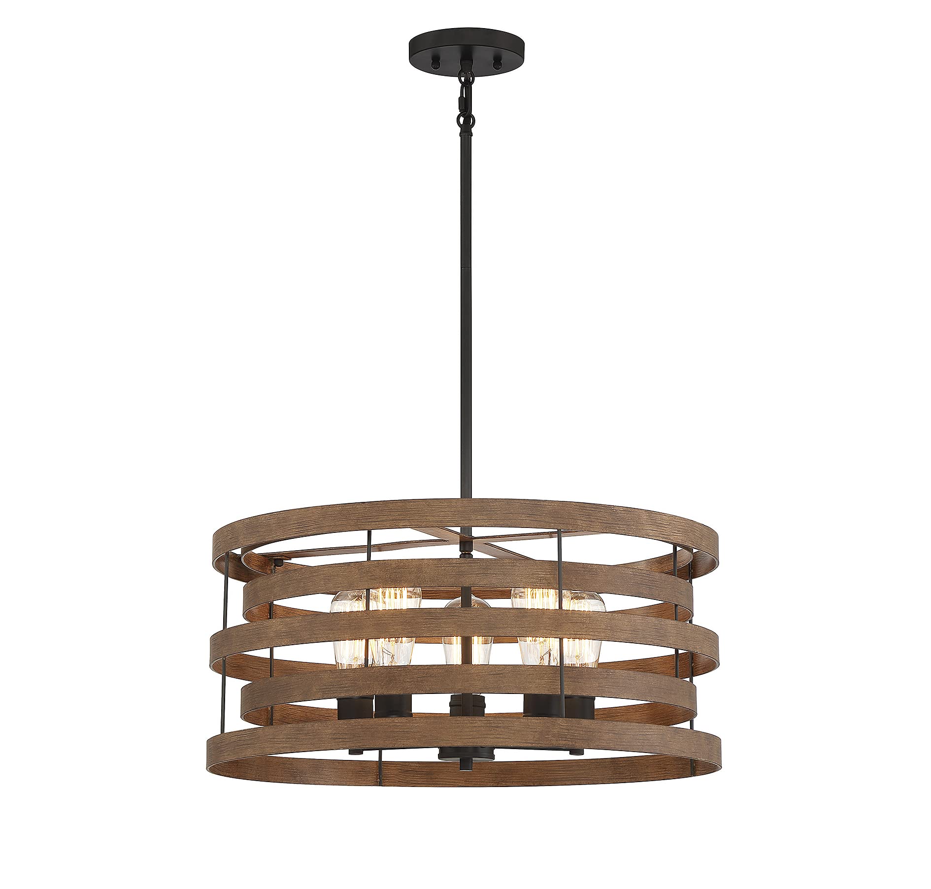 Savoy House Blaine 5-Light Pendant Light - Natural Walnut with Black Accents, 22