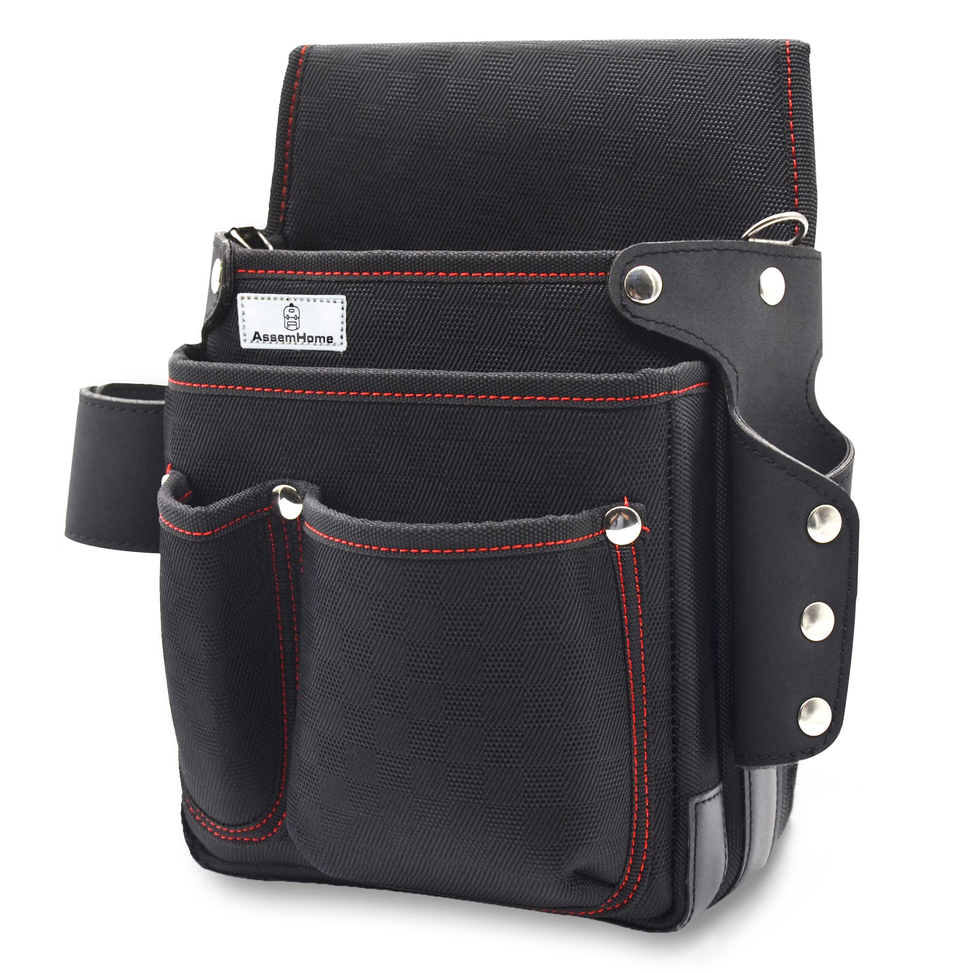 Heavy Duty Tool Pouch with Multiple Pockets - Vertical Tool Organizer for Electricians & Carpenters | Hammer, Pliers & Electrical Tape Holder | Clip-On Belt Work Pouch for Easy Access & Storage | Perfect for Construction Sites & DIY Projects