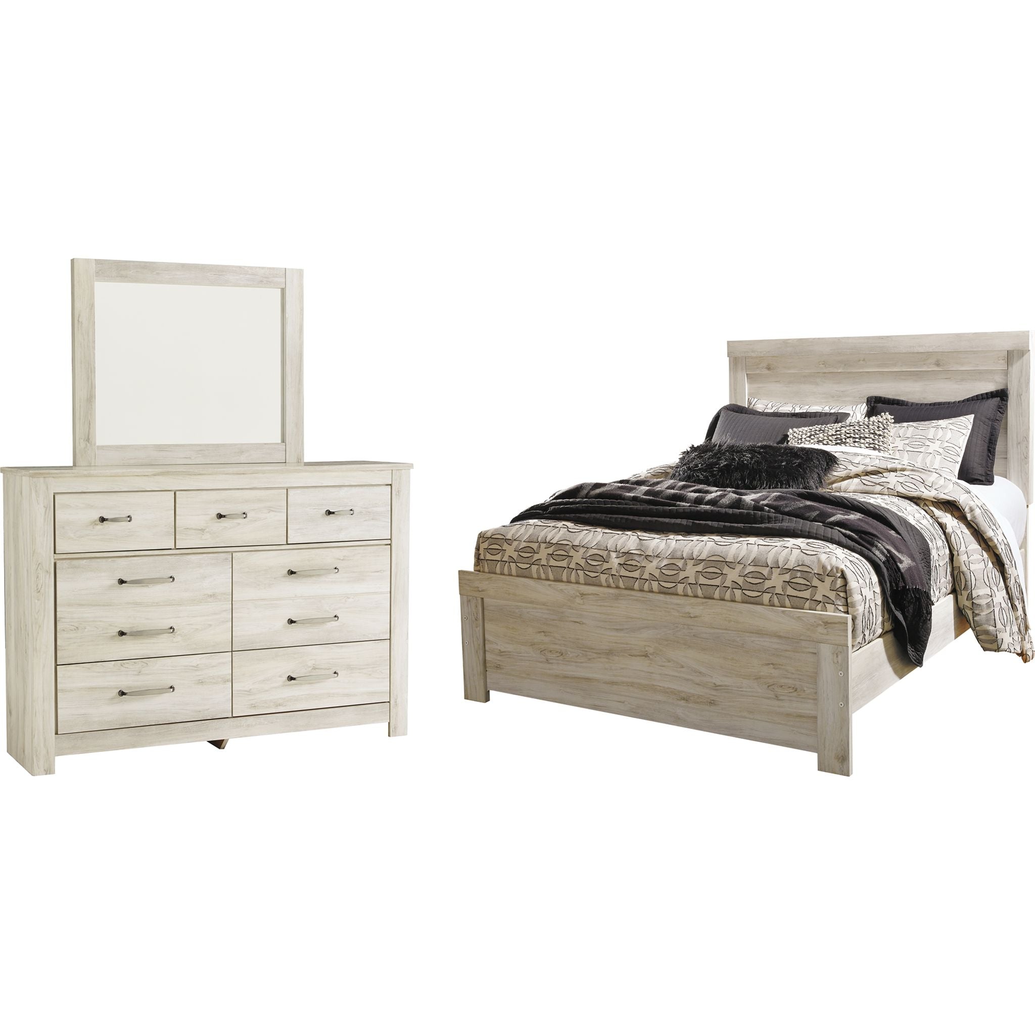 Bellaby 5-Piece Queen Size Bedroom Furniture Set - White Wash Finish for Master Bedroom & Guest Room Decor