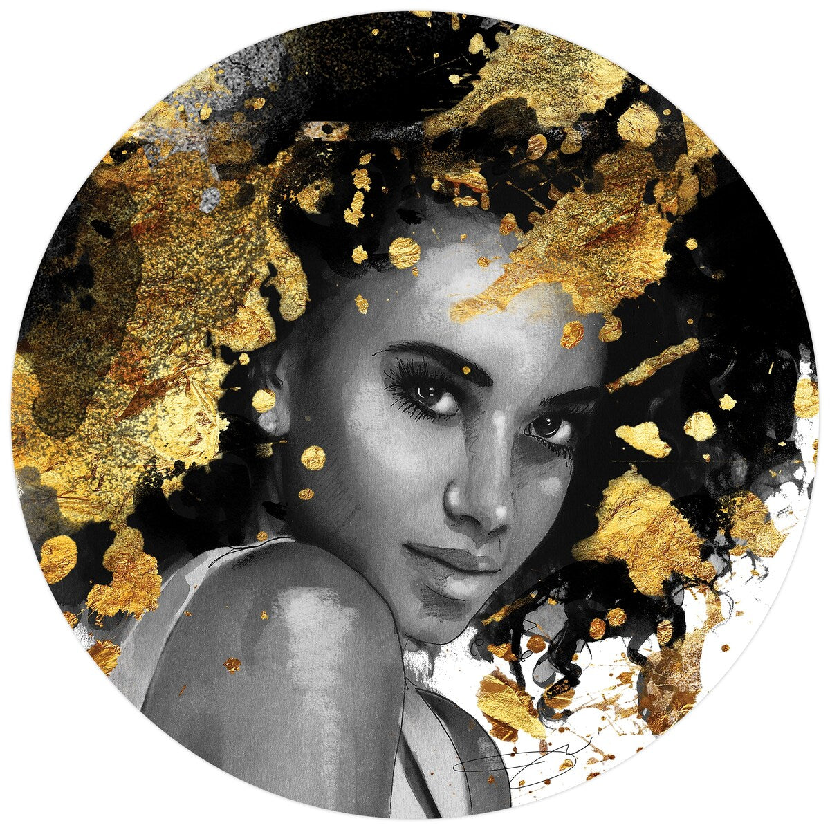 Frameless Free Floating Round Tempered Glass Wall Art - 36x36 Inch Modern Home Decor for Living Room, Bedroom & Office - Beautiful Abstract Graphic Design for Women