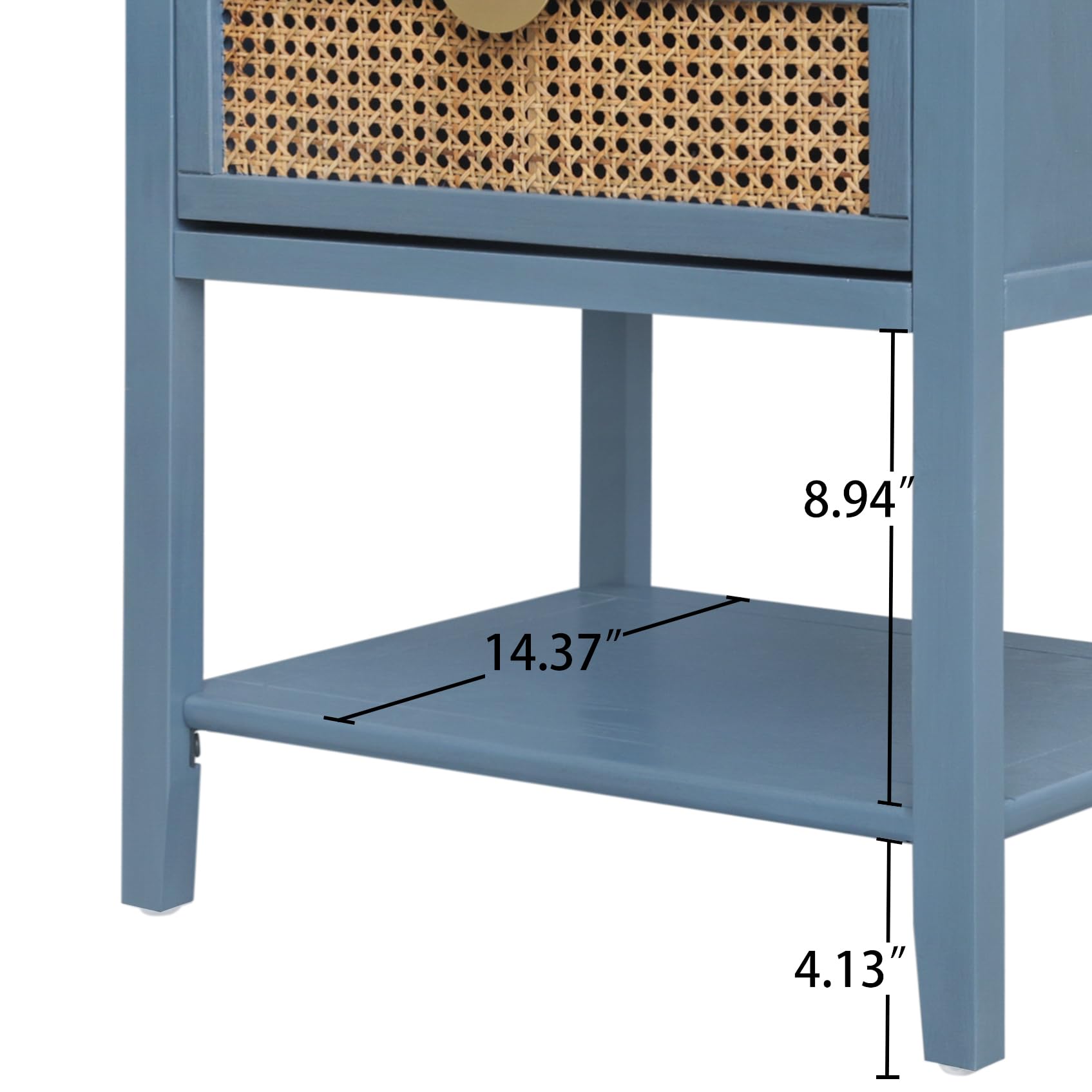 Rattan Nightstand with 2 Drawers & Shelf - Bedside Table for Bedroom, Living Room