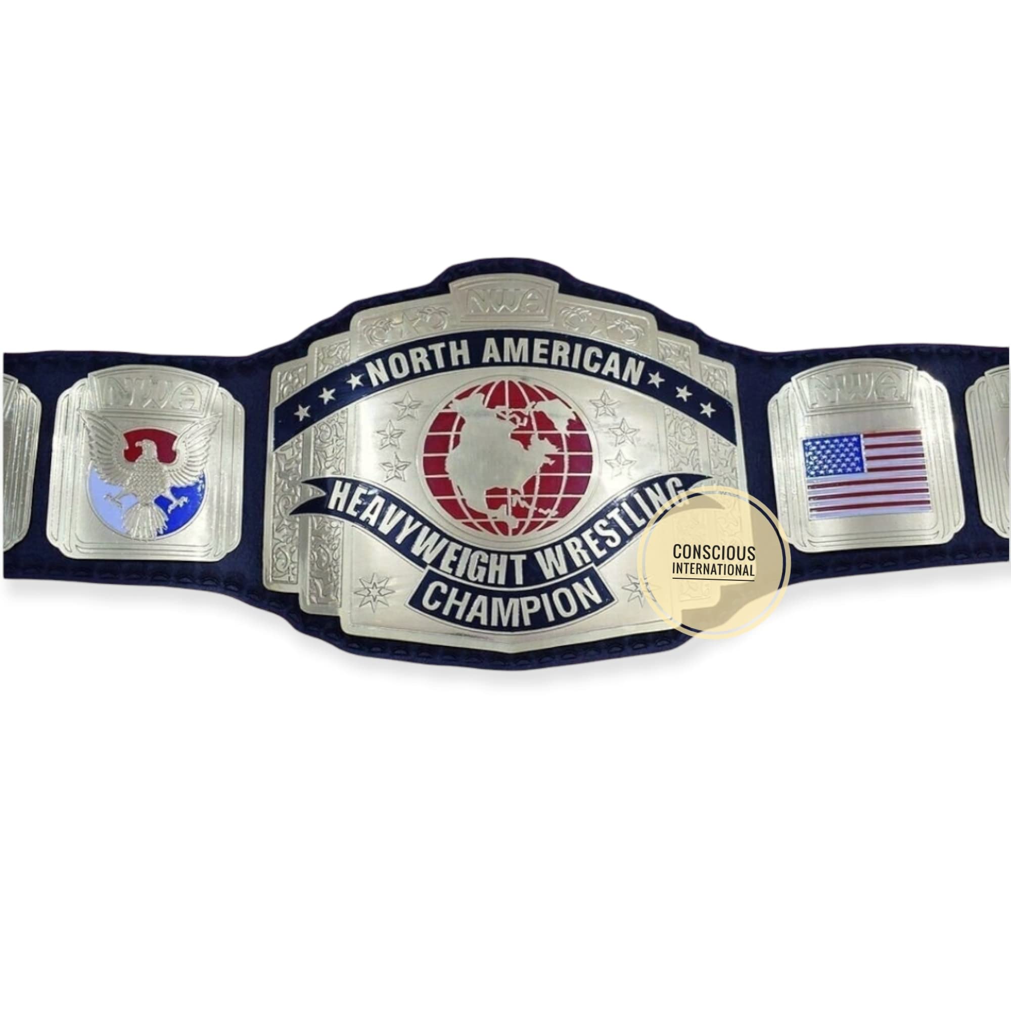 NWA North American Wrestling Heavyweight Championship Belt - Adult Size Replica - Black - One Size - Perfect for Wrestling Fans, Collectors & Cosplay Events