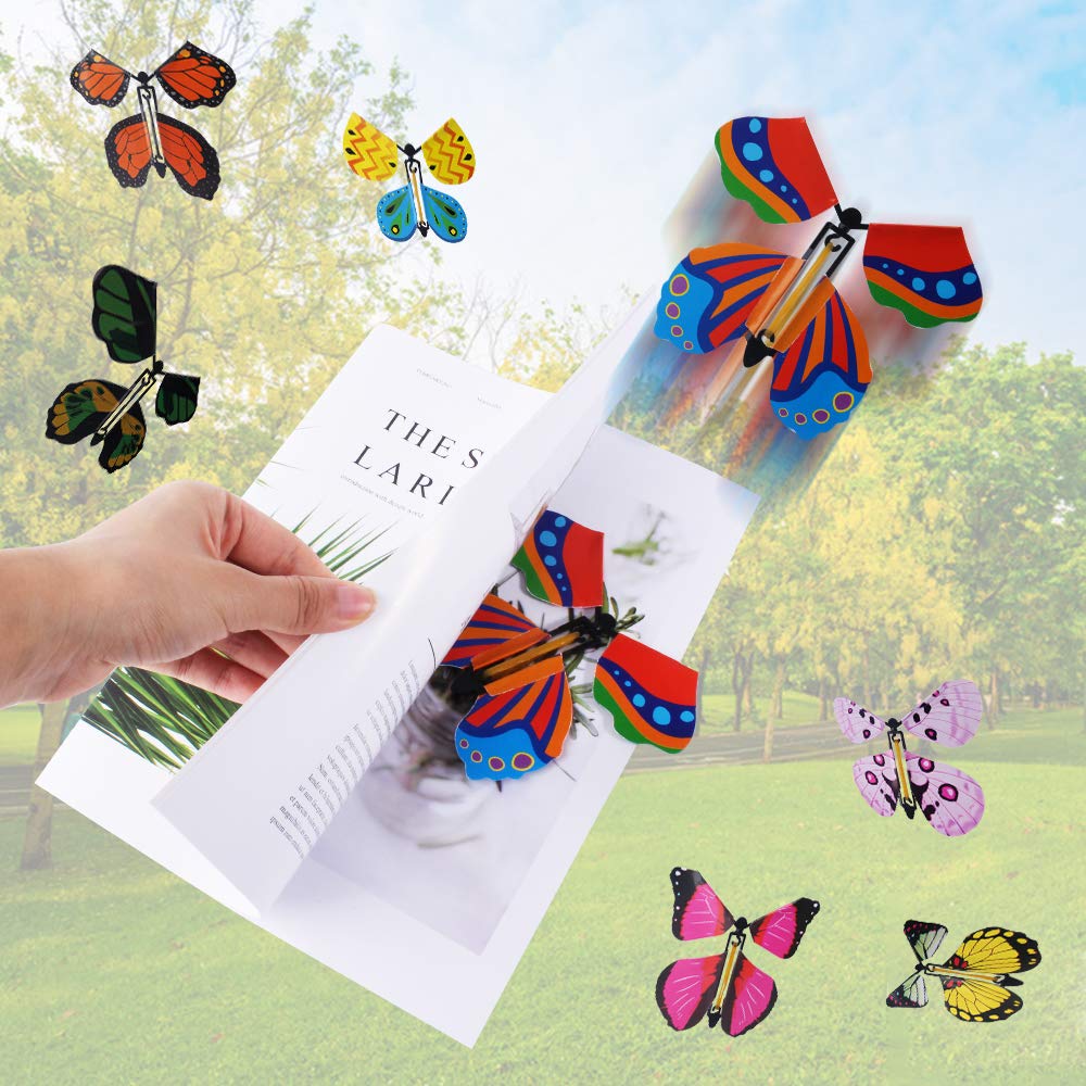 Outee 24pcs Wind-Up Flying Butterfly Toy - Christmas & Teacher Gift for Surprise Moments