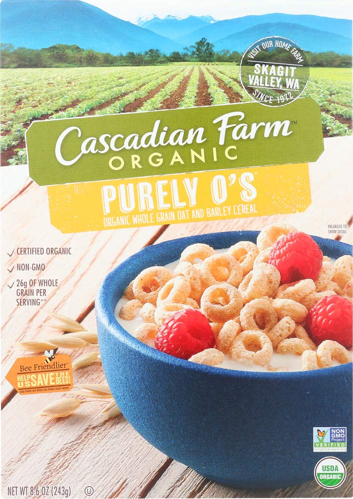 Organic Purely O's Cereal by Cascadian Farm - Gluten Free, Non-GMO, 9 oz (Pack of 2) - Healthy Breakfast & Snack for Kids & Adults - Perfect for Home, Office or On-the-Go