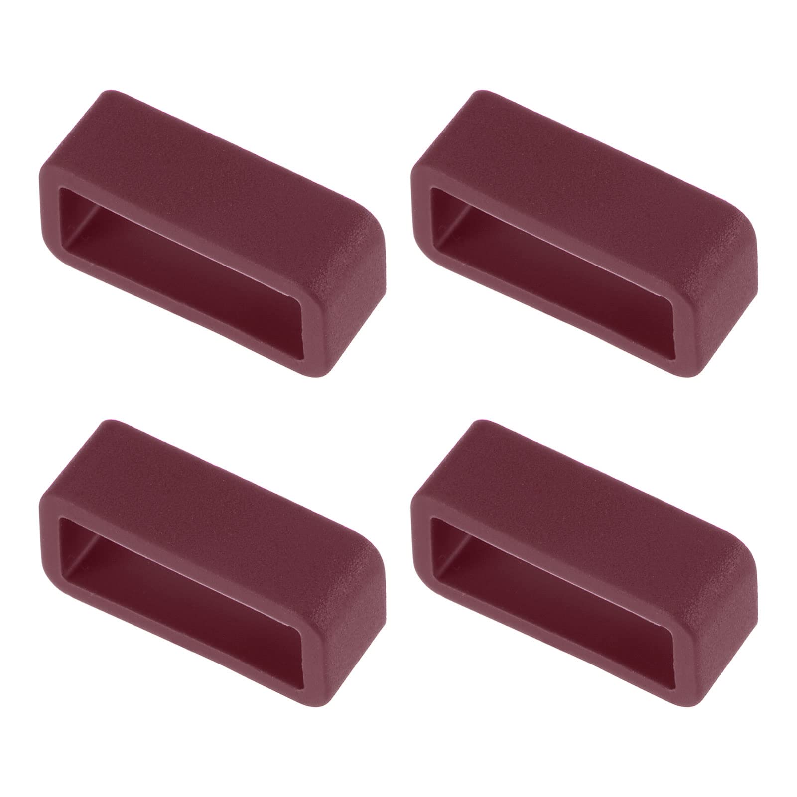 Rubber Watch Band Loops 16mm, 4 Pcs Wine Red - for Watch Strap Replacement & Secure Fit