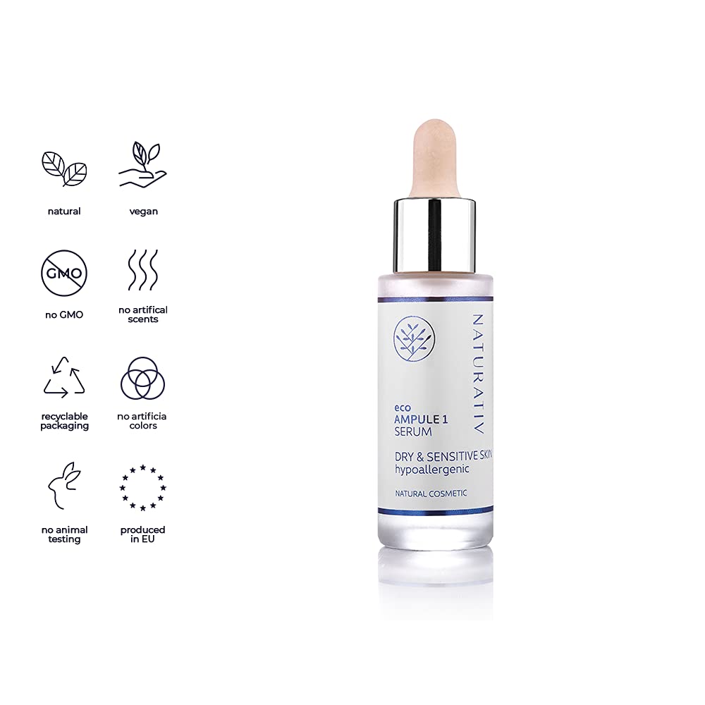 Naturativ Eco Ampule 1 Serum for Dry & Sensitive Skin - 30ml Hydrating Facial Treatment | Perfect for Night Routine & Skin Repair