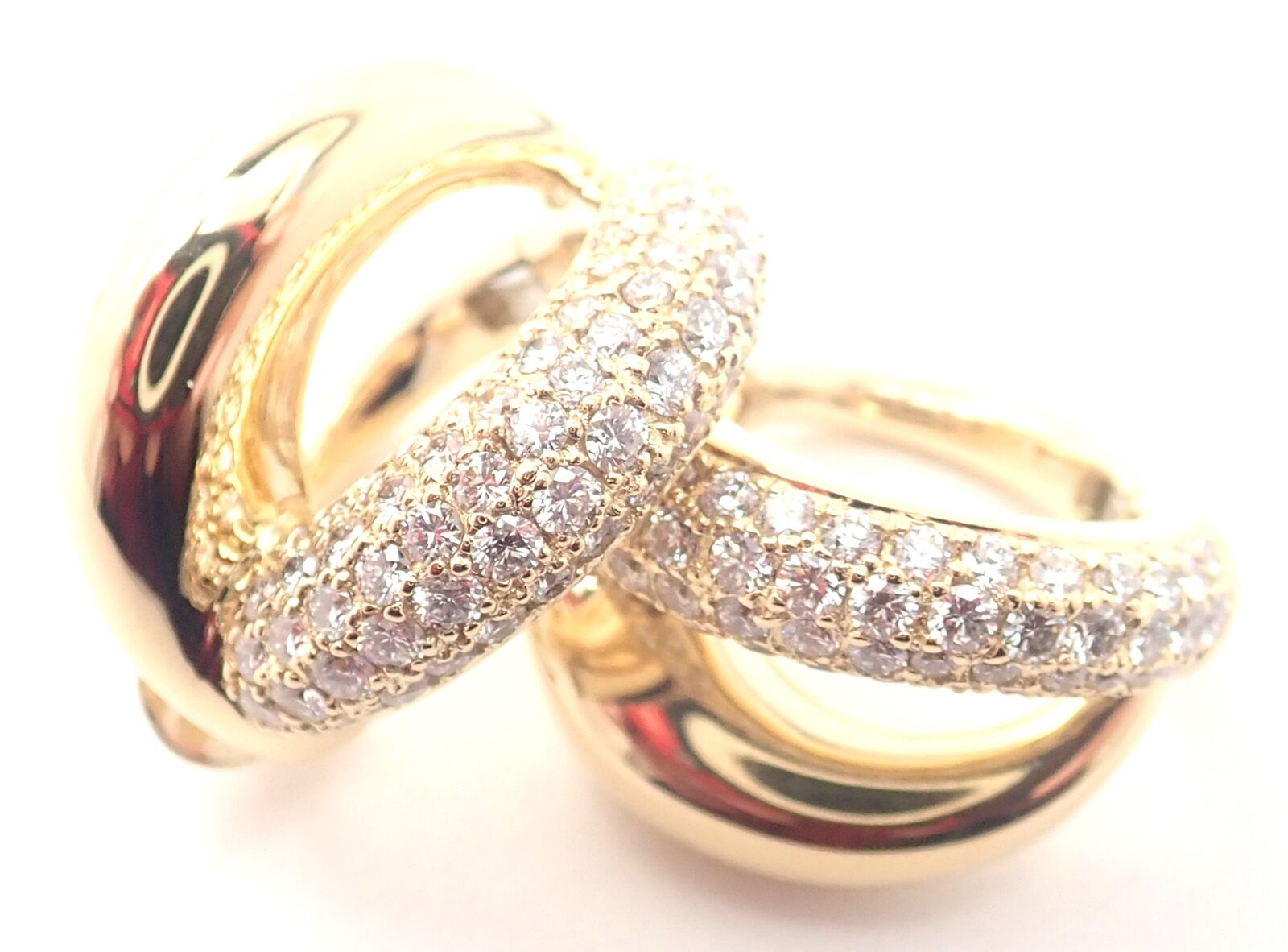 Authentic Mauboussin Paris 18K Yellow Gold Diamond Double Hoop Earrings for Women - Luxury French Jewelry for Parties, Weddings & Special Occasions