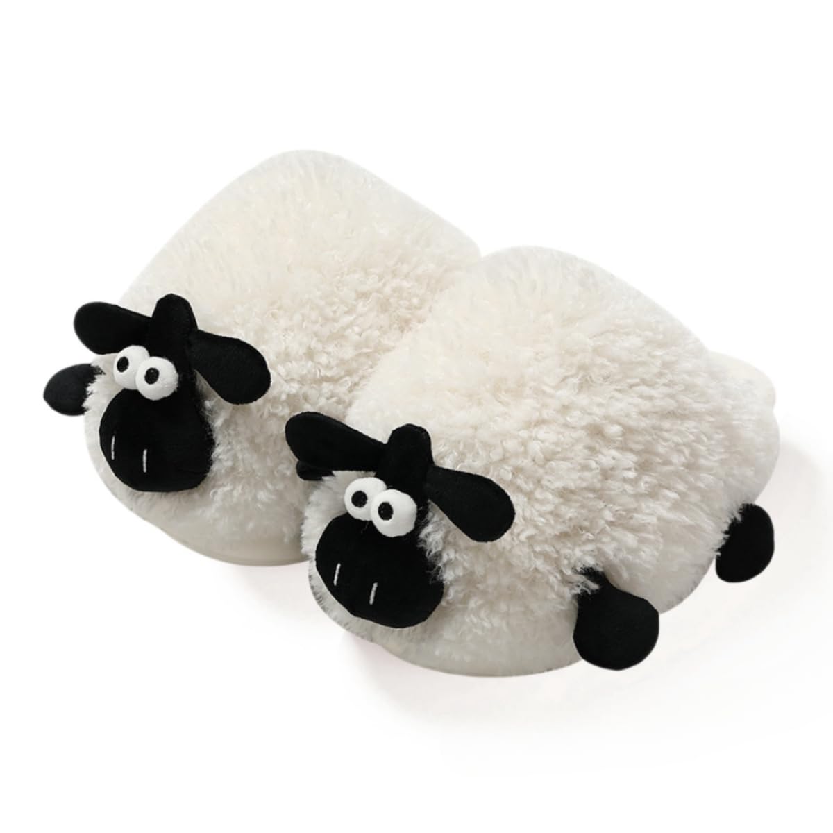 Cozy Sheep Fuzzy Slippers for Women & Men - Plush Warm Lining with Memory Foam - Indoor/Outdoor House Slippers - Perfect for Winter Comfort, Lounge Wear & Gift Giving
