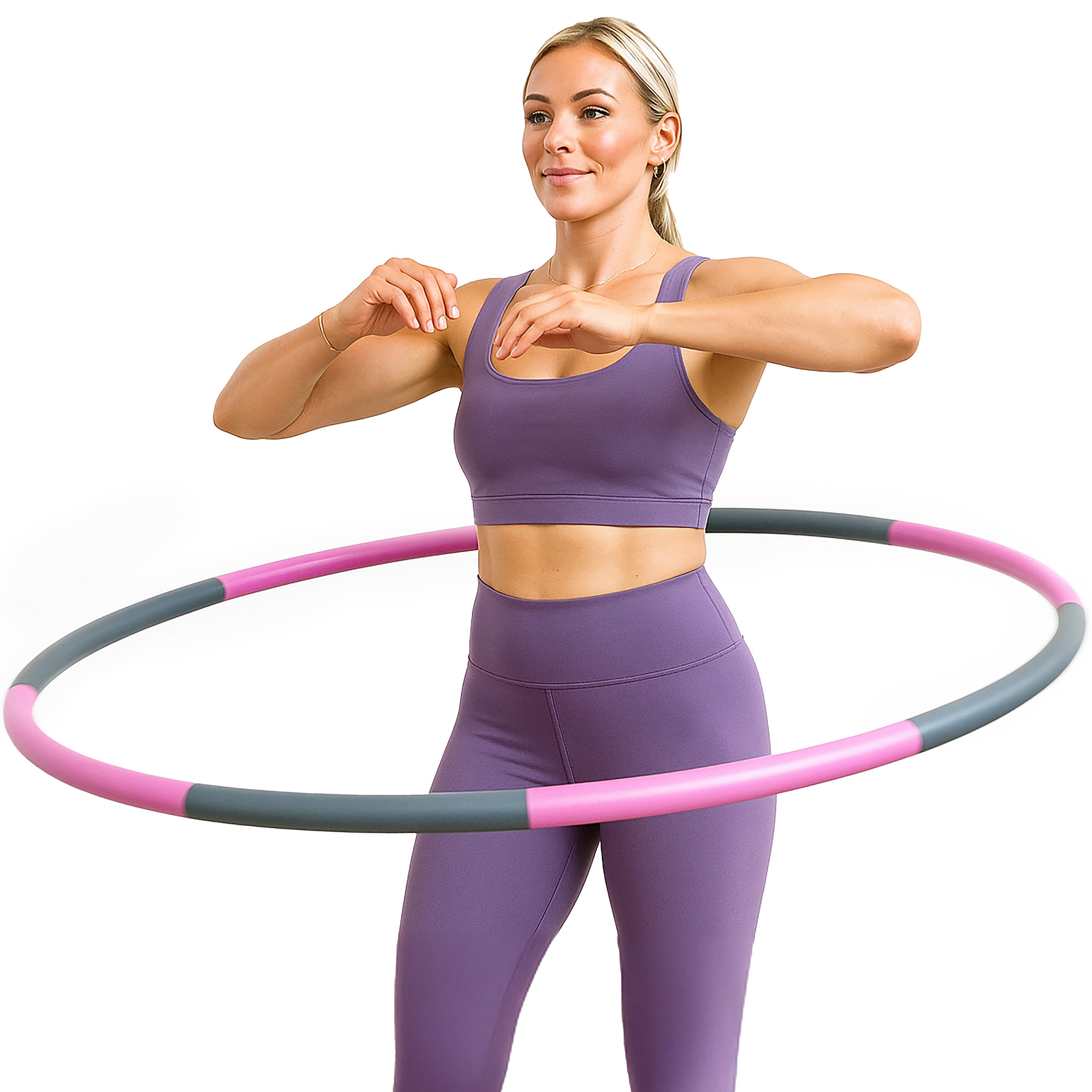PRCTZ 2.5lb Weighted Exercise Hula Hoop for Adults - Detachable Segments, Adjustable Size for Waist Training, Cardio Workout & Fun Fitness at Home/Gym
