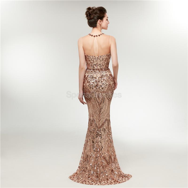 Sparkly Gold Sequin Mermaid Evening Prom Dress for Women - Elegant Long Gown for Party, Homecoming, and Special Occasions