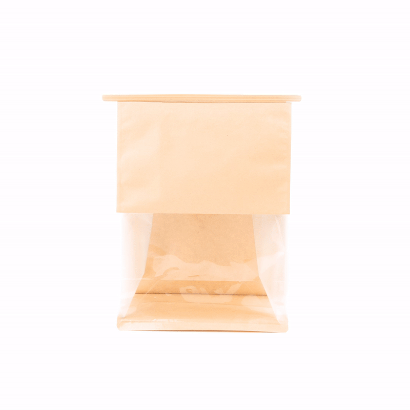 Premium Kraft Cotton Paper Tin Tie Bags with Clear Window - 8.75