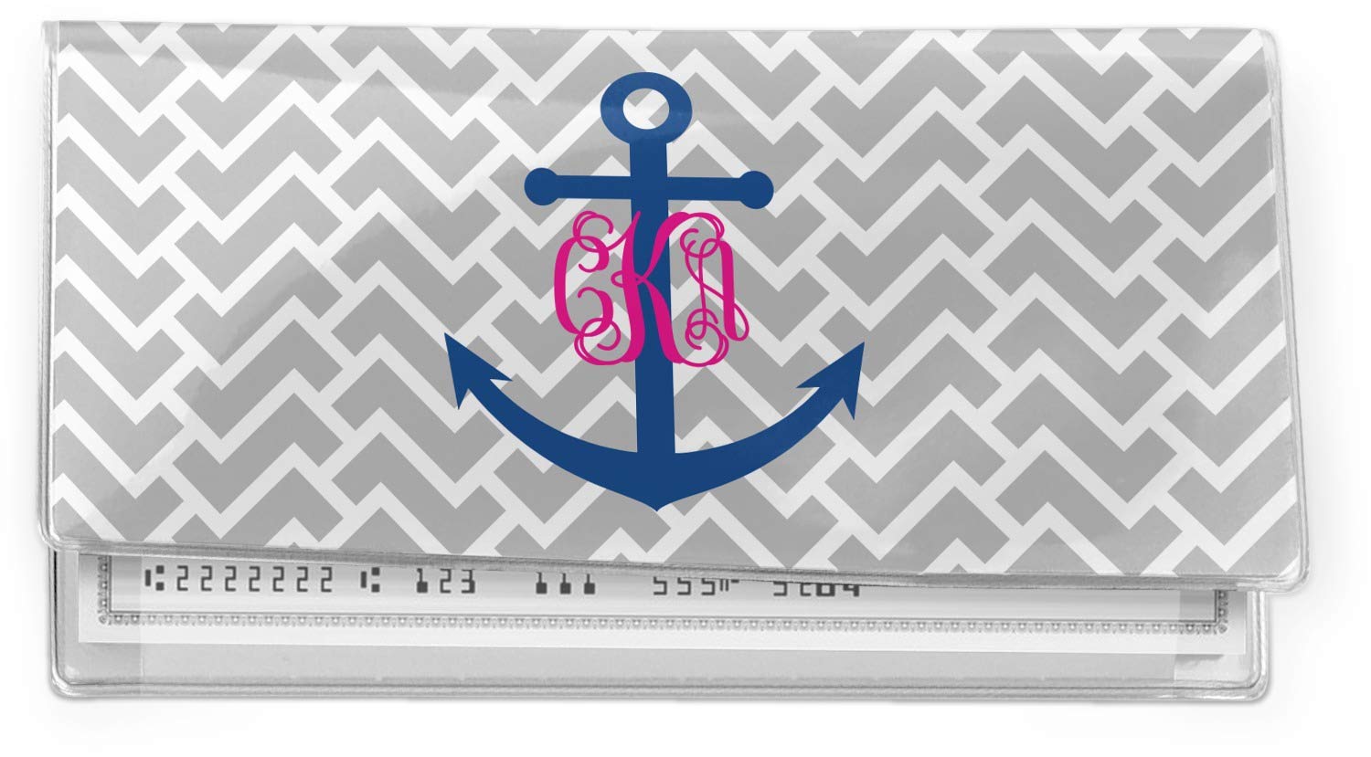 Personalized Monogram Anchor Vinyl Checkbook Cover - Custom Name Wallet for Checkbooks - Perfect for Nautical Lovers, Boat Enthusiasts & Beach Themed Gifts