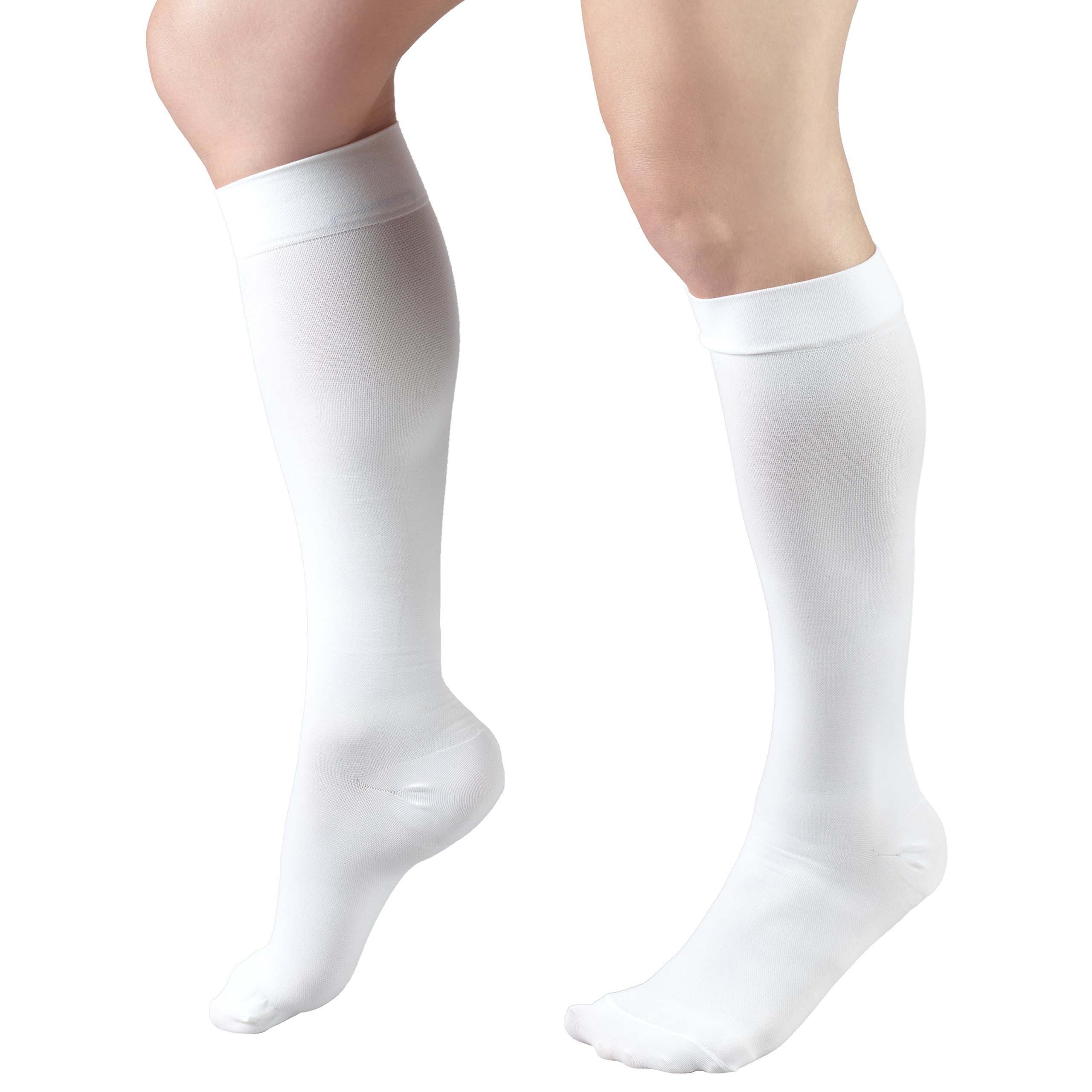 Truform 18 mmHg Compression Stockings for Men & Women - Knee High Surgical Socks, Closed Toe, White, X-Large - Ideal for Post-Surgery Recovery, Varicose Vein Relief & Travel Comfort