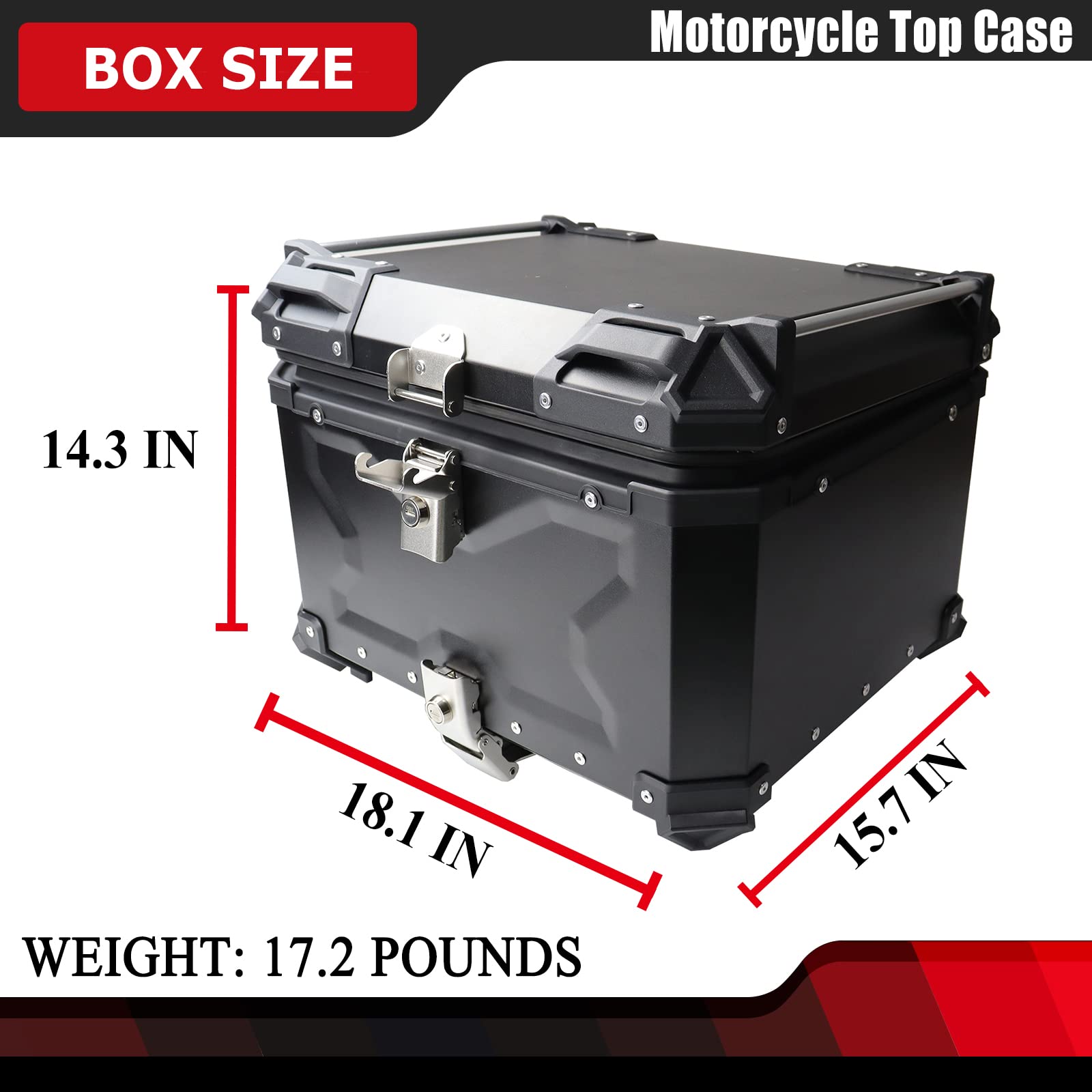 55L Waterproof Aluminum Motorcycle Tail Storage Case - Universal Fit for Helmets, Luggage & Gear | Perfect for Road Trips, Camping & Outdoor Adventures