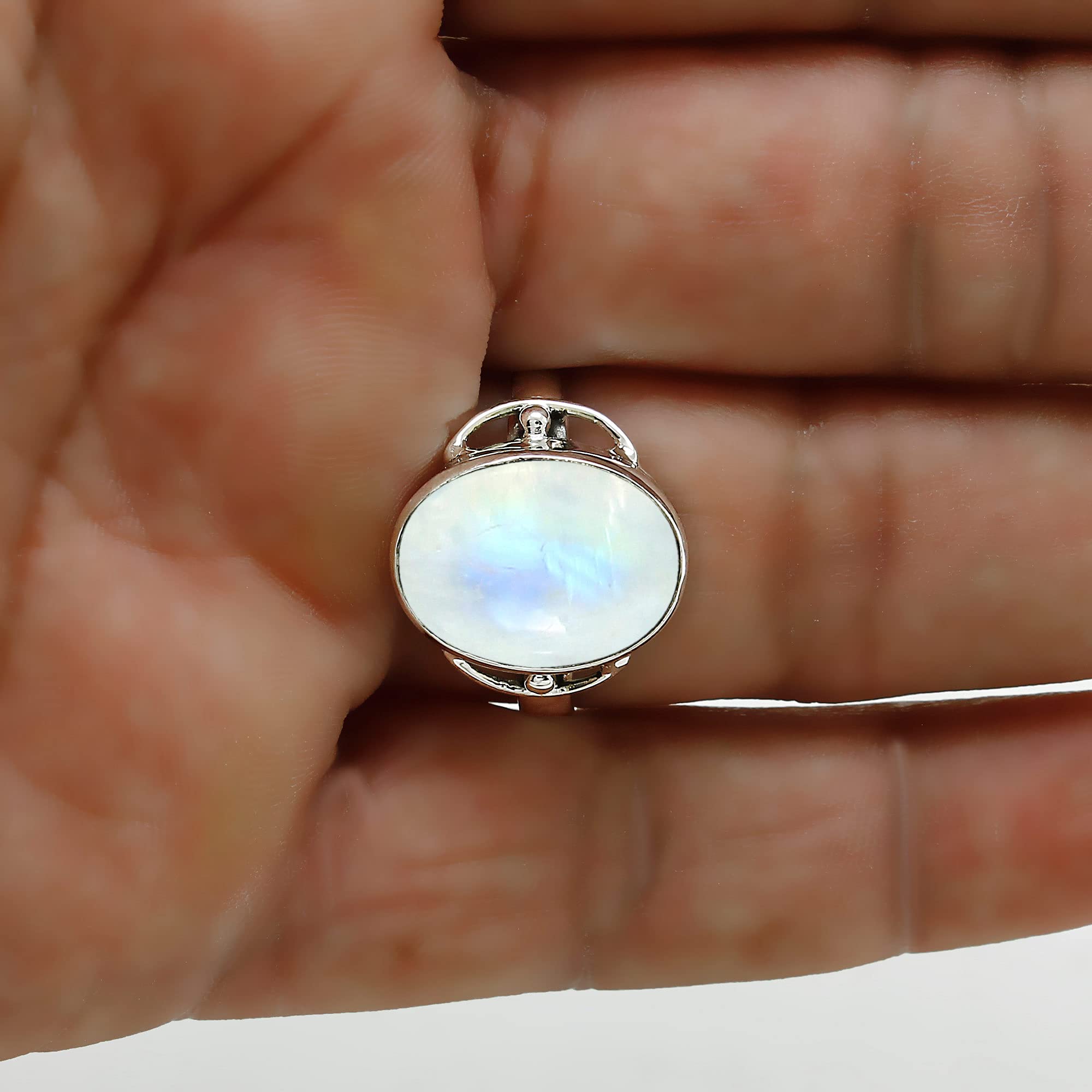7.91Ct Oval Natural Gemstone Ring for Women - Sterling Silver Solitaire Birthstone Jewelry, Perfect Gift for Mom, Wife, Sister on Women's Day, Anniversary & Valentine's Day | Elegant Everyday Wear & Special Occasion Jewelry