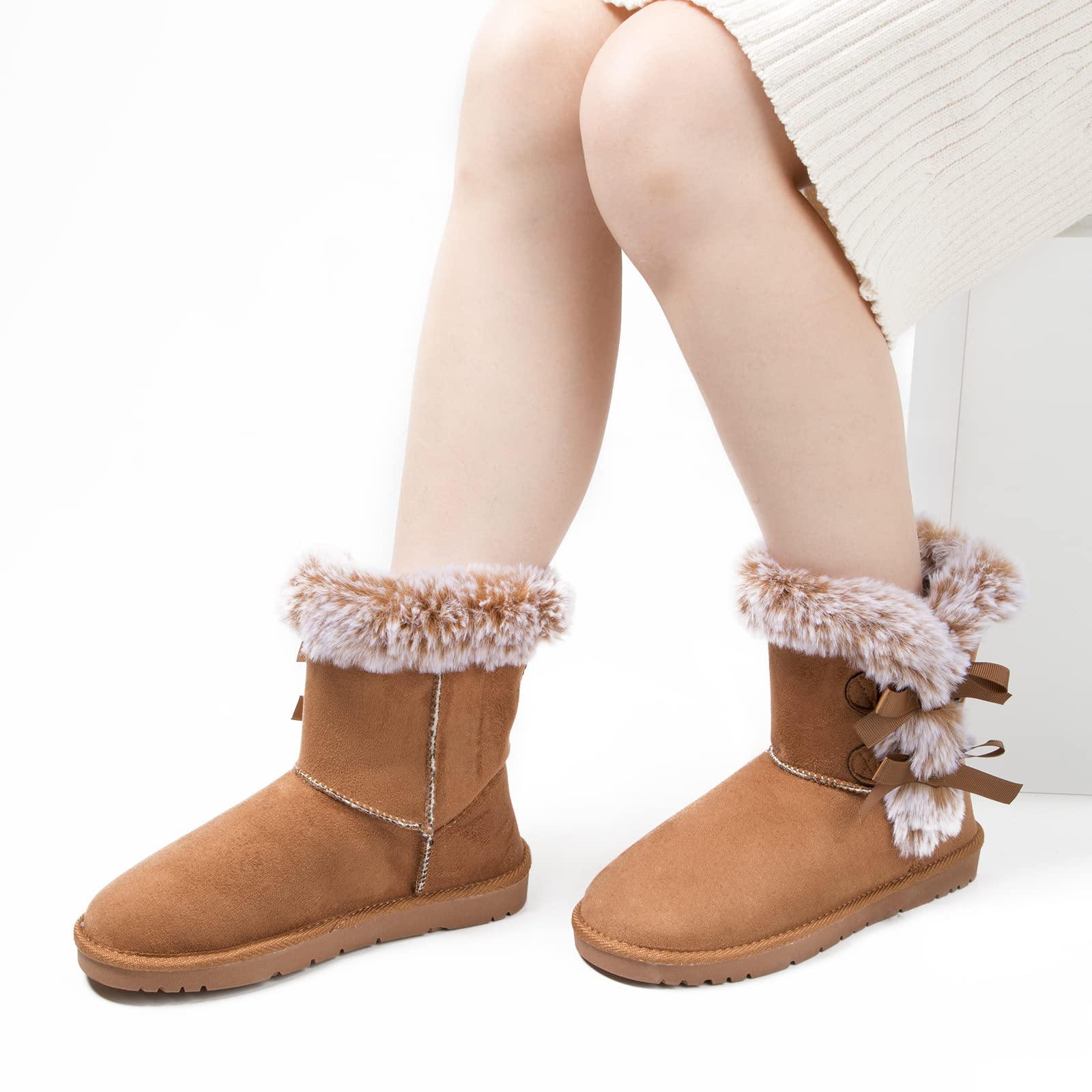 WFL Women's Classic Mid-Calf Snow Boots with Fur Lining - Waterproof Winter Boots for Women - Perfect for Snowy Days, Hiking & Cold Weather Fashion