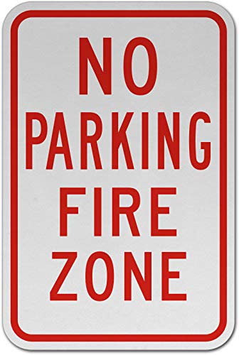 No Parking Fire Zone Sign - 12 x 8 Inch Aluminum Traffic Sign (3 Pack) - Weatherproof Warehouse & Street Safety Sign - 0.04