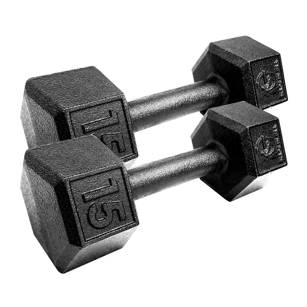 15lb Pair Cast Iron Dumbbells - Heavy Duty Workout Weights for Strength Training, Home Gym & Fitness - Perfect for Weightlifting, CrossFit & Muscle Building