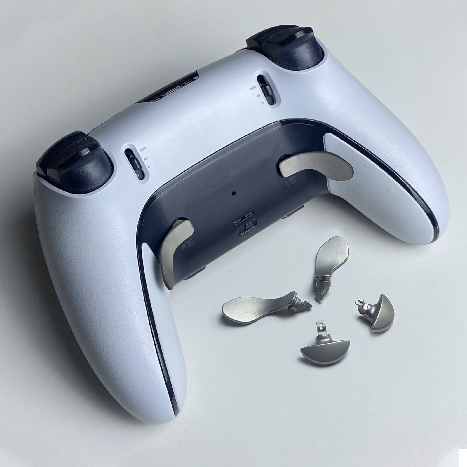 4PCS Metal Back Paddles for PS5 Edge Controller - Silver Replacement Trigger Buttons for PS5 DualSense Edge Gamepad | Enhance Gaming Performance for FPS, Racing & Competitive Play