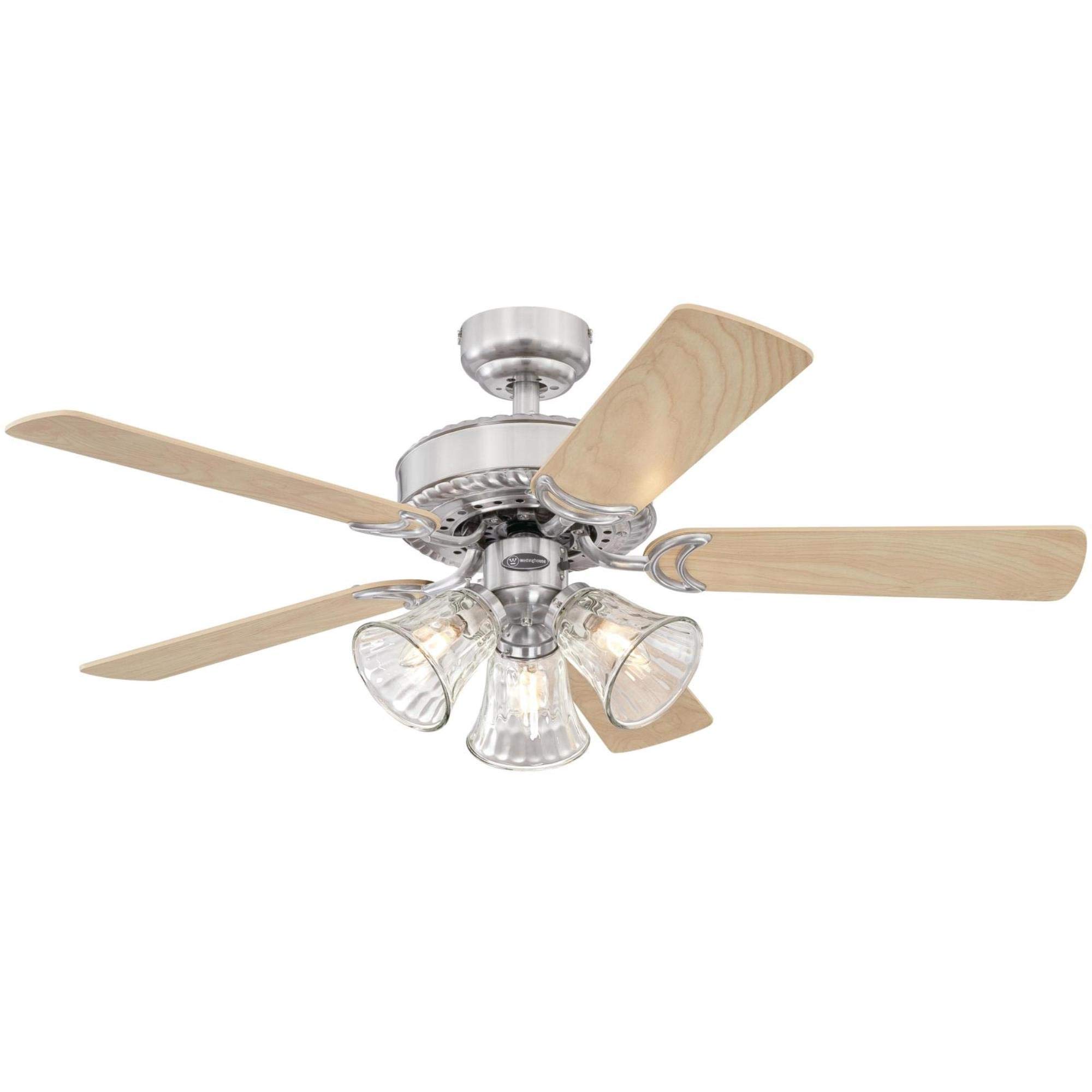 Westinghouse Lighting 7235400 42-Inch Brushed Nickel Indoor Ceiling Fan with LED Light Kit | Modern Home Cooling & Decorative Lighting for Living Room, Bedroom, or Office
