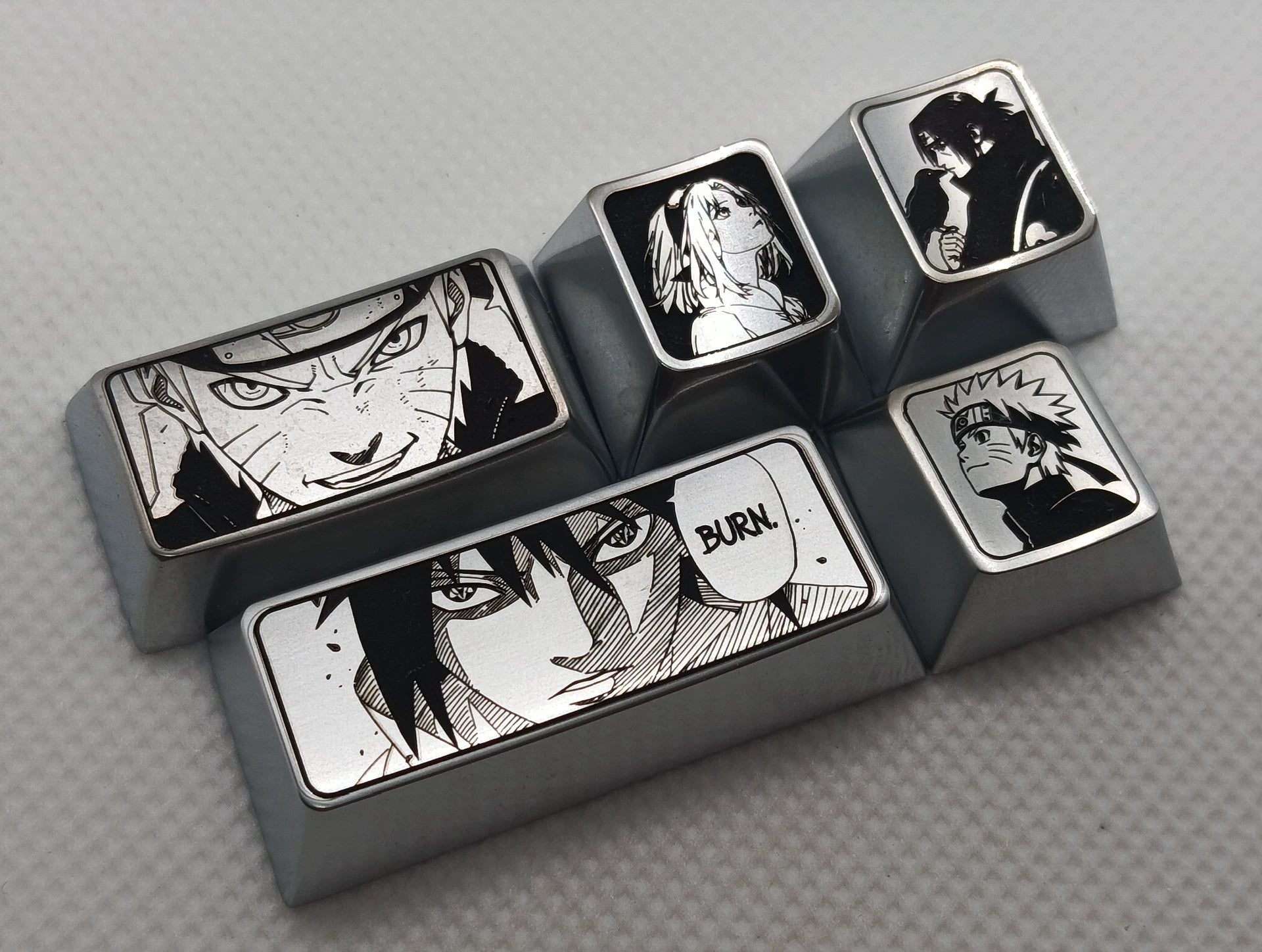 Naruto Anime Zinc Alloy Custom Keycaps - 1.5U & 1.75U Metal Decorative Keycaps for Mechanical Keyboards - Perfect for Gaming, Collecting, and Keyboard Customization