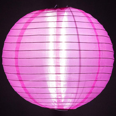 36 Pack Hot Pink Jumbo Shimmering Nylon Lanterns - Even Ribbing Design, Durable Outdoor Hanging Decorations for Patio, Garden, Wedding & Party Decor