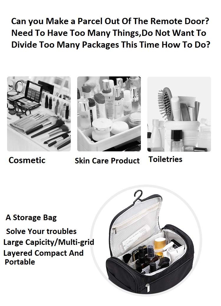 GOCART with G Logo Black Polyester Travel Organizer - Portable Hanging Cosmetic & Makeup Pouch for Toiletries, Jewelry, and Essentials | Perfect for Travel, Gym, and Daily Use