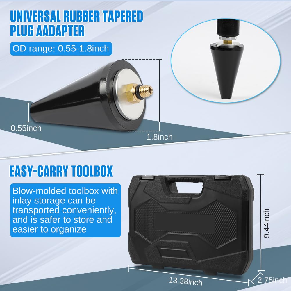 Time-Saving Coolant Vacuum Refill Kit - Well-Sealed Cooling System Vacuum Purge & Refill Kit with Pressure Gauge, 5 Size Adapters & Long Filling Hose for All Vehicles - Perfect for DIY Car Maintenance & Professional Auto Repair Shops