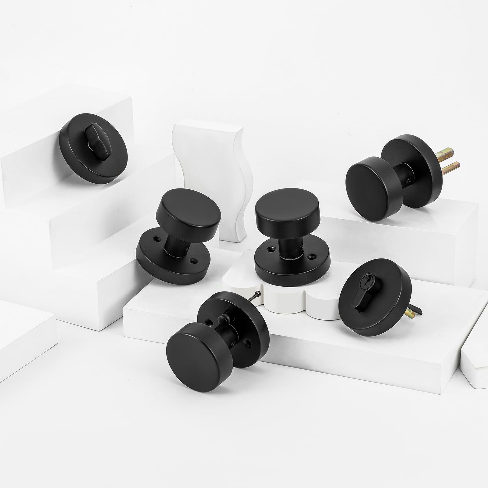 Black Door Knob & Deadbolt Lock Set - Matte Finish for Home Security