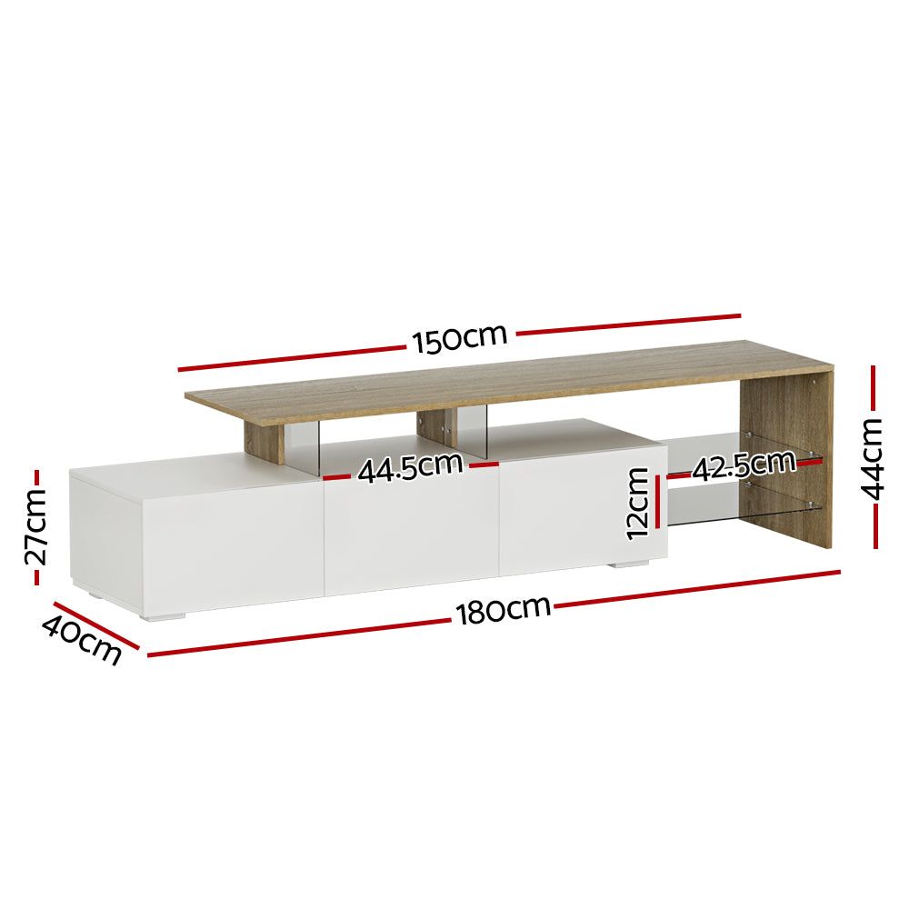 Artiss 180cm White Wood TV Stand Entertainment Center with Storage - Modern TV Cabinet for Living Room, Bedroom & Home Theater Setup