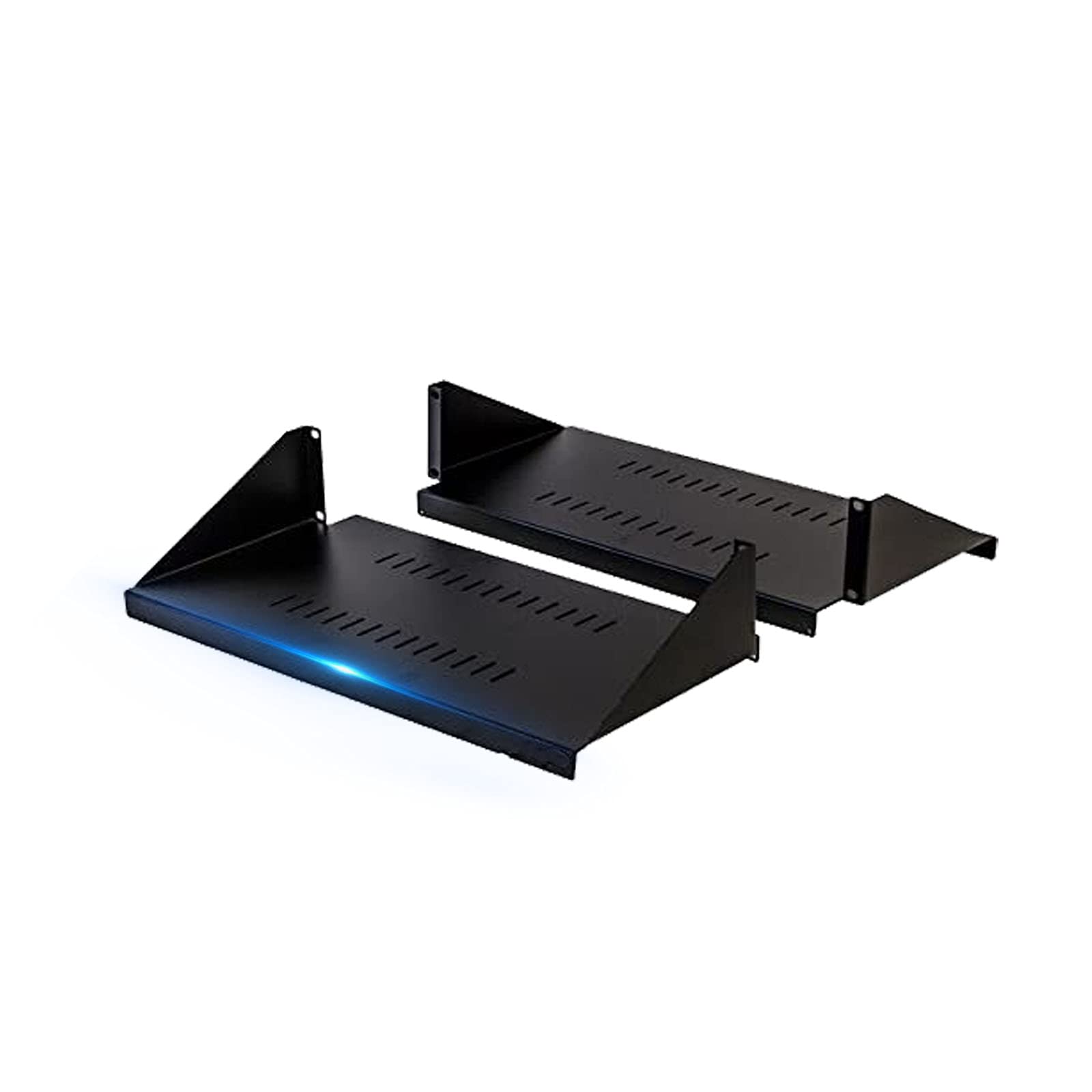 Black 2U Cantilever Server Shelf Rack Mount - 19 Inch 2 Piece Set for Network Equipment & Data Center Organization - Perfect for Server Racks, IT Cabinets, and Data Storage Solutions