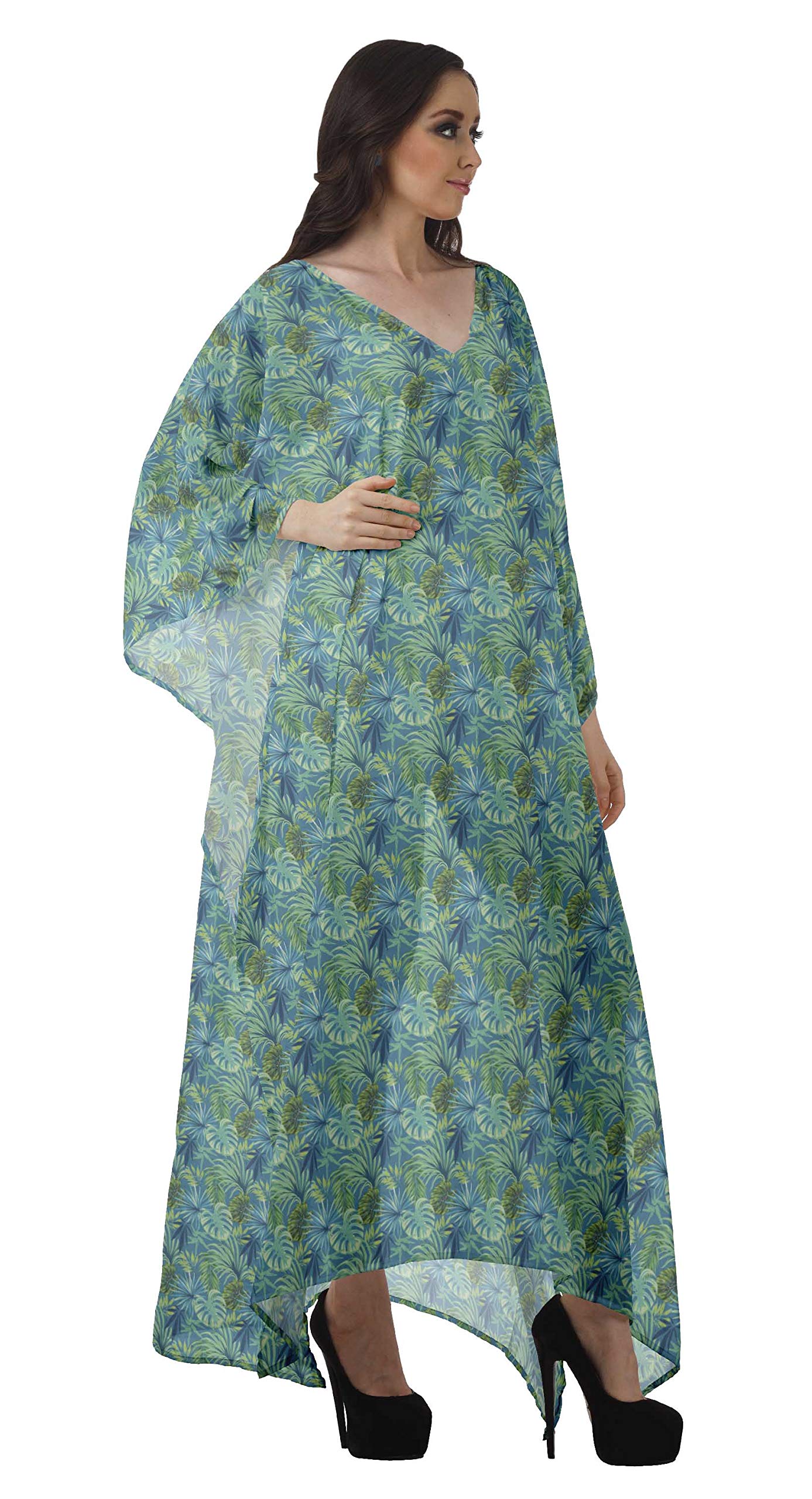 Moomaya Women's Sheer Turkish Kaftan Beach Cover Up Dress - Lightweight Swimsuit Cover Up for Pool, Beach & Vacation Wear
