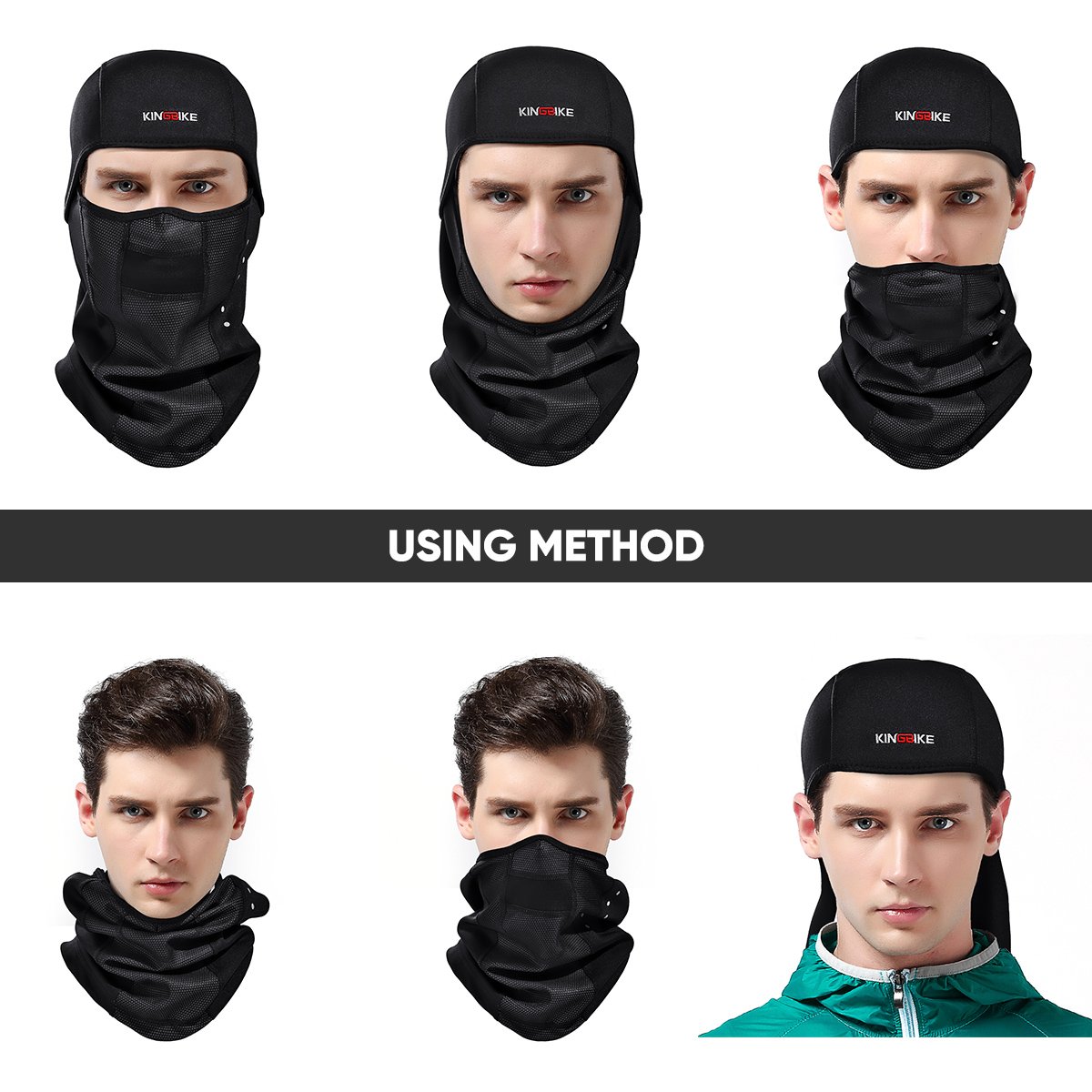 KINGBIKE Balaclava Ski Mask for Men & Women - Water Resistant, Windproof Fleece Thermal Full Face Cover for Winter Sports, Motorcycling, Snowboarding & Cold Weather Protection