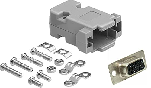 High Density DB15 Female Solder Type Unshielded Plastic Hood Connector - Durable VGA Port for Computer Monitors & Industrial Equipment