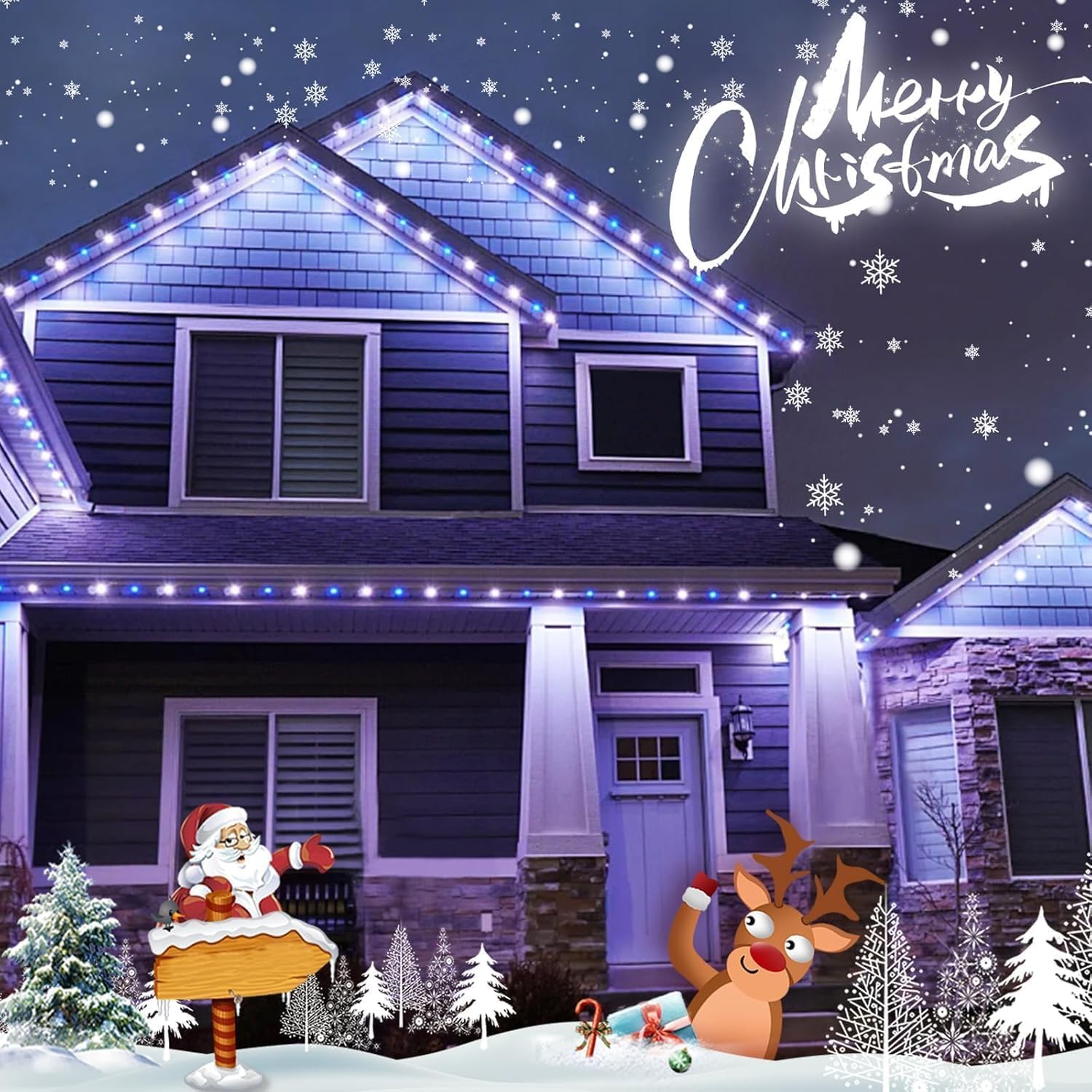 2 Pack Blue and White Solar Rope Lights - 33ft 100 LED Waterproof Outdoor String Lights with 8 Modes | Clear Tube Fairy Lights for Christmas, Garden, Pool, Patio, Porch, Tree & Party Decorations | Perfect for Backyard, Wedding, Landscape Lighting
