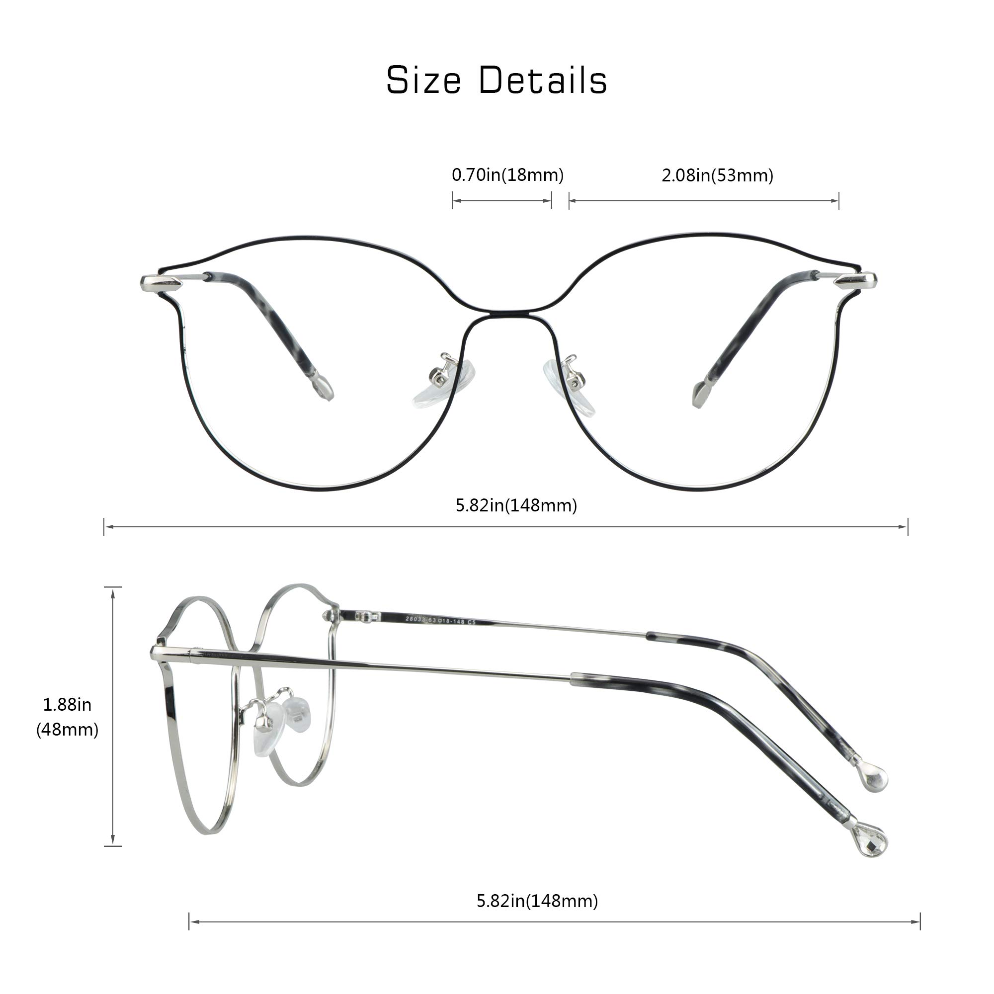 VisionGlobal Blue Light Blocking Glasses for Women - Anti Eyestrain Computer Glasses with Stylish Oval Frame for Office Work, Gaming & Screen Time Protection