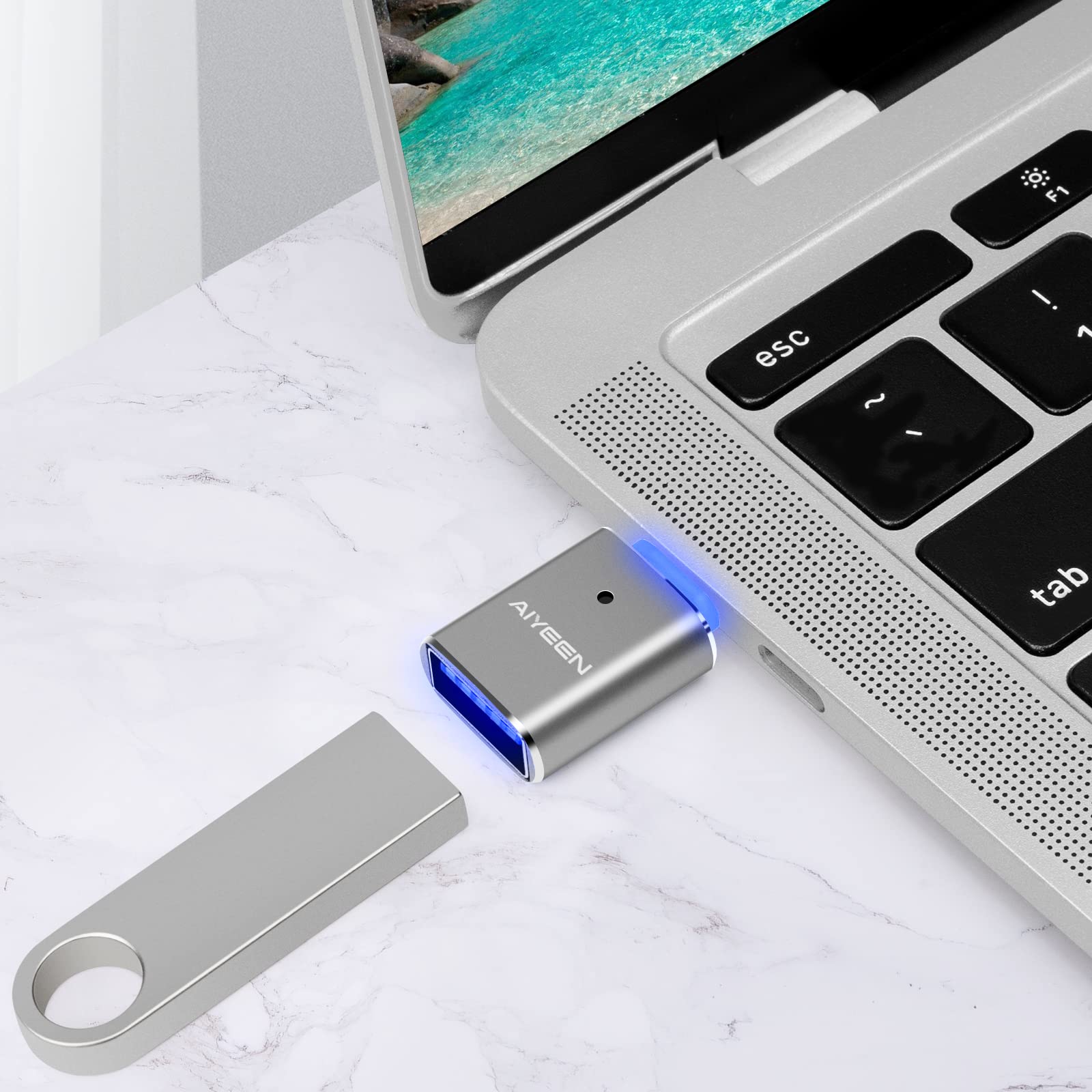 USB C to USB 3.0 Adapter (2 Pack) - Compatible with MacBook Pro/Air & Type-C Devices for Data Transfer