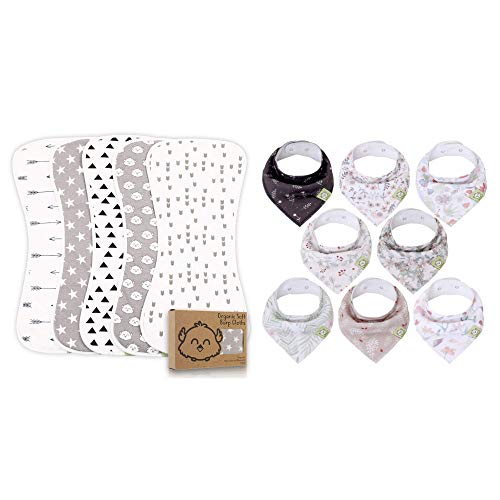 Organic Burp Cloth & Bandana Bib Set for Baby Boys & Girls - Soft Cotton Baby Essentials by KeaBabies - Perfect for Newborns, Feeding, Drooling & Spit-Up Protection - Ideal Baby Shower Gift for New Moms