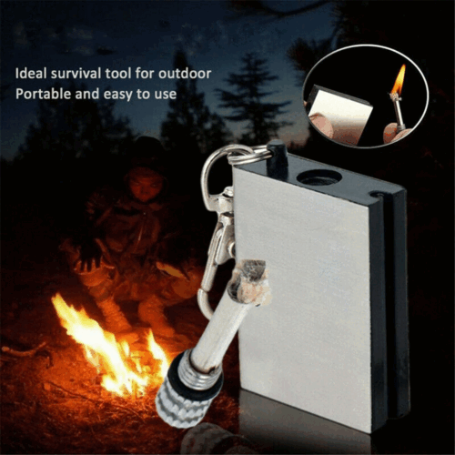 Emergency Fire Starter Kit - Waterproof Flint & Steel Firestarter with Lighter & Matches for Camping, Hiking & Survival Gear