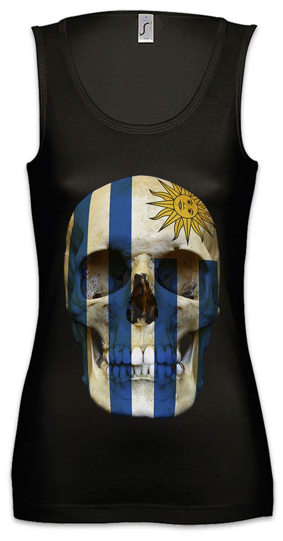 Urban Backwoods Classic Uruguay Skull Flag Women's Tank Top - Gym Fitness Workout Shirt for Women - Perfect for Training, Running & Casual Streetwear