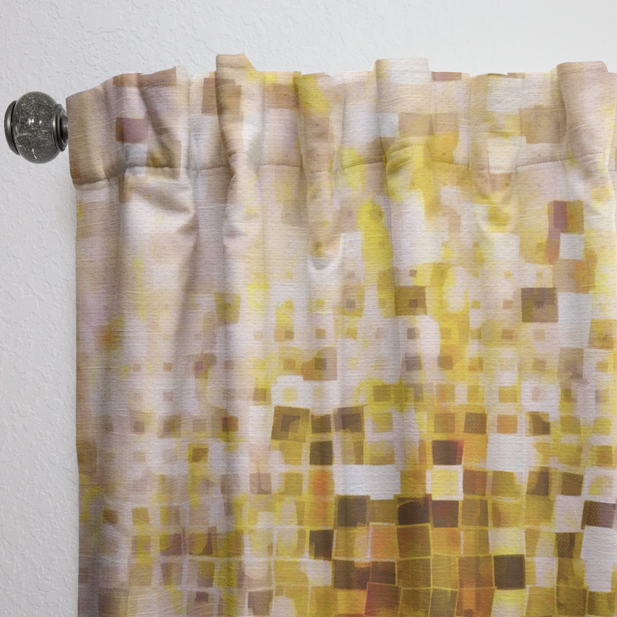 DesignQ Glam Yellow Explosion Blocks I Thermal Insulated Curtains - Single Panel 52x63 Inches - Blackout Drapes for Bedroom & Living Room - Perfect for Home Decor, Privacy & Light Control