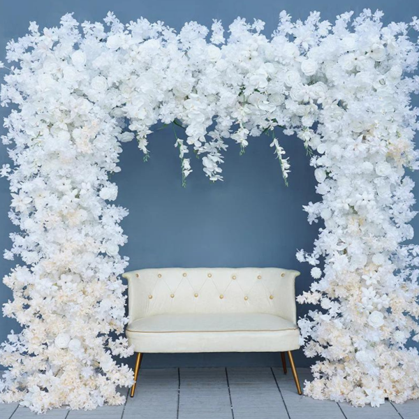 White Flower Arch Backdrop for Weddings, Parties & Events - Elegant Floral Decor for Photo Booths & Celebrations