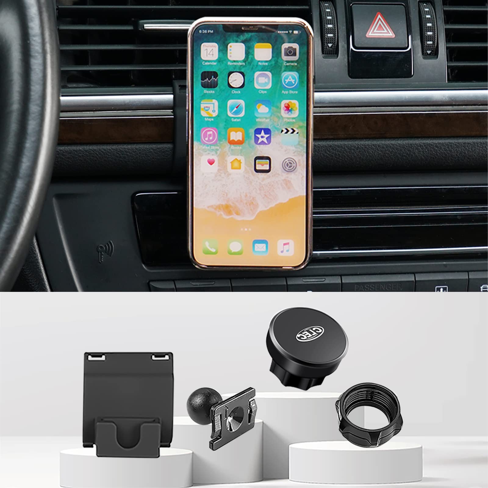 Magnetic Car Phone Holder for Audi A6 2014-2018 - Mini Dashboard & Air Vent Mount with 360° Rotation, Adjustable & Invisible Cradle Fits 3-7 Inch Phones - Perfect for GPS Navigation & Hands-Free Driving