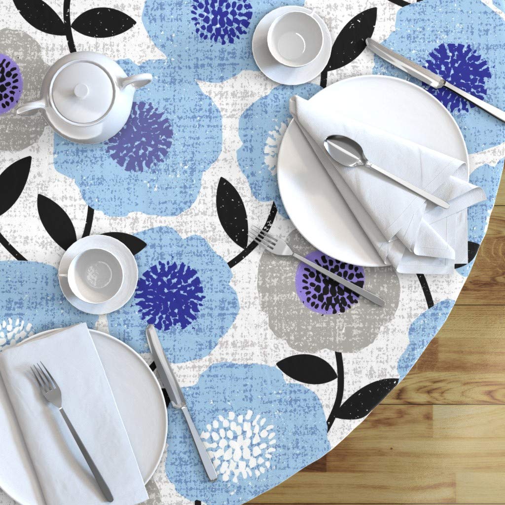 Scandinavian Floral Cotton Sateen Tablecloth 70
