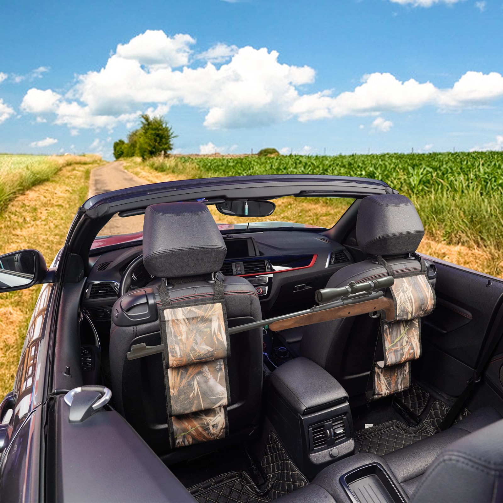2 Pack Truck Seat Back Gun Rack - Molle Panel Organizer & Camo Gun Holder for Hunting Rifles & Shotguns - Perfect for Off-Road Adventures & Hunting Trips
