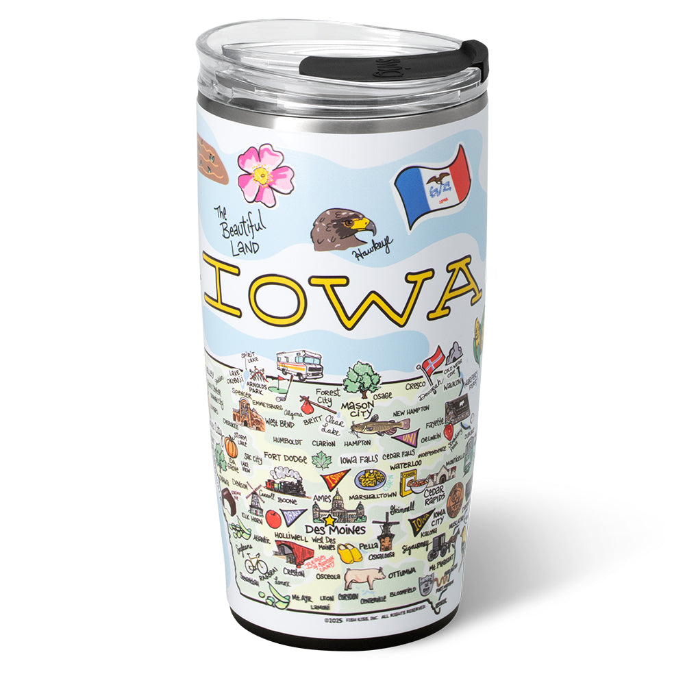 22oz Iowa Tumbler - Insulated Stainless Steel Travel Mug with Lid & Straw - Keeps Drinks Hot/Cold for Hours - Perfect for Coffee, Tea, Water & Smoothies - Great for Office, Gym, Camping & Road Trips
