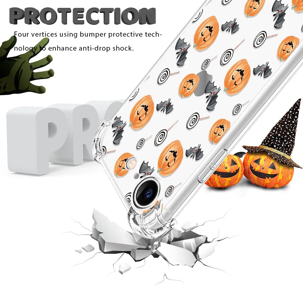 Halloween Clear Phone Case for iPhone SE 2022/2020, iPhone 7/8 - Soft TPU Protective Slim Shockproof Cover with Cute Pumpkin Pattern - Perfect for Halloween Parties, Trick or Treating & Fall Decorations