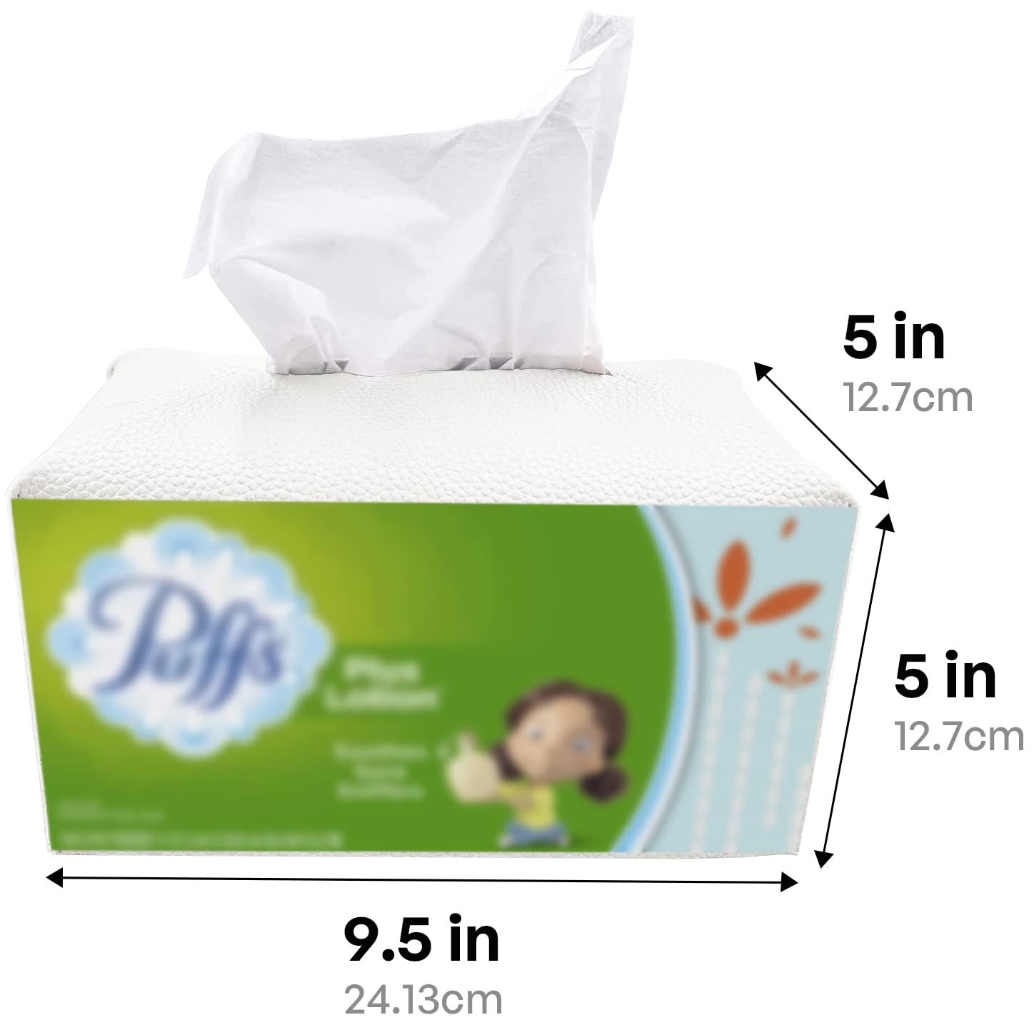 Premium PU Leather Tissue Box Cover - Modern Rectangular Decorative Holder for Bathroom, Office & Nightstand (9.5