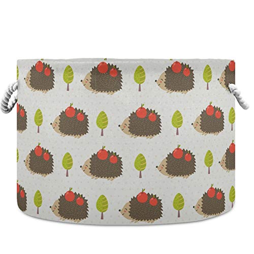 Visesunny Collapsible Storage Basket with Cute Hedgehog Pattern - Nursery Hamper, Toy Organizer, Laundry Bin for Kids Room, Playroom, Bathroom, Living Room, Dorm & Office | Perfect for Organizing Clothes, Toys & Household Items