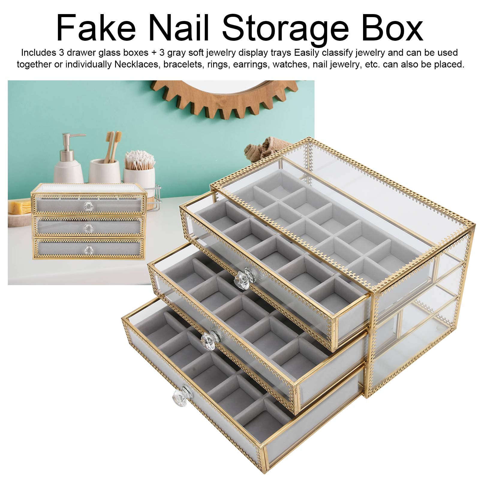 3-Tier Nail Tips Storage Box - Clear Nail Art Decoration Organizer for Salon, Home & Jewelry | Perfect for Nail Artists, DIY Enthusiasts & Professional Stylists